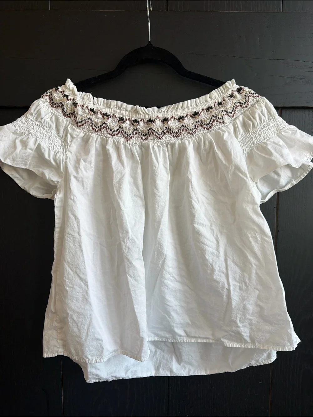 Embroidered Peasant Top